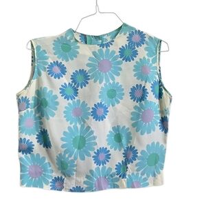Vintage 1960s Floral Sleeveless Crop Top